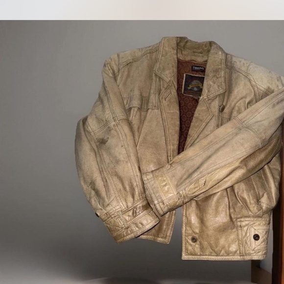 Unisex Tan Leather Jacket - Picture 2 of 8